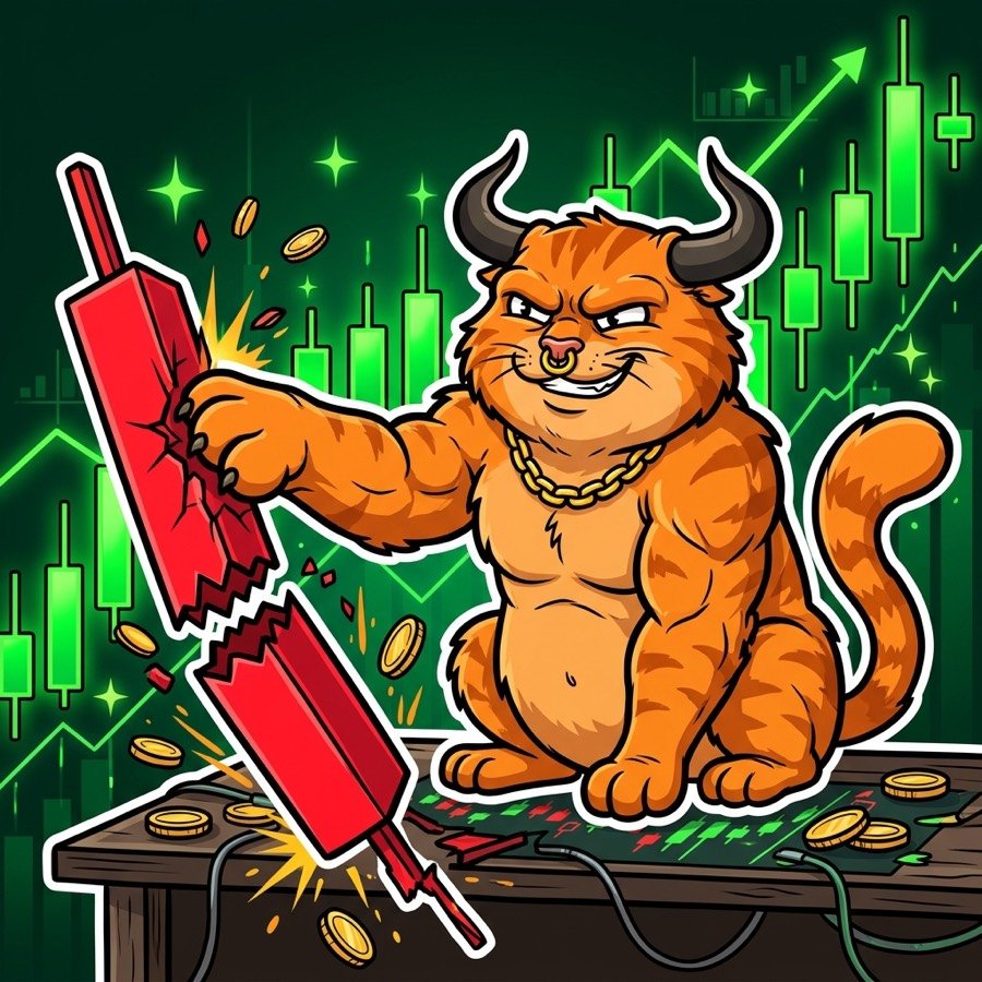 CatBull knocking a bearish candle off the table